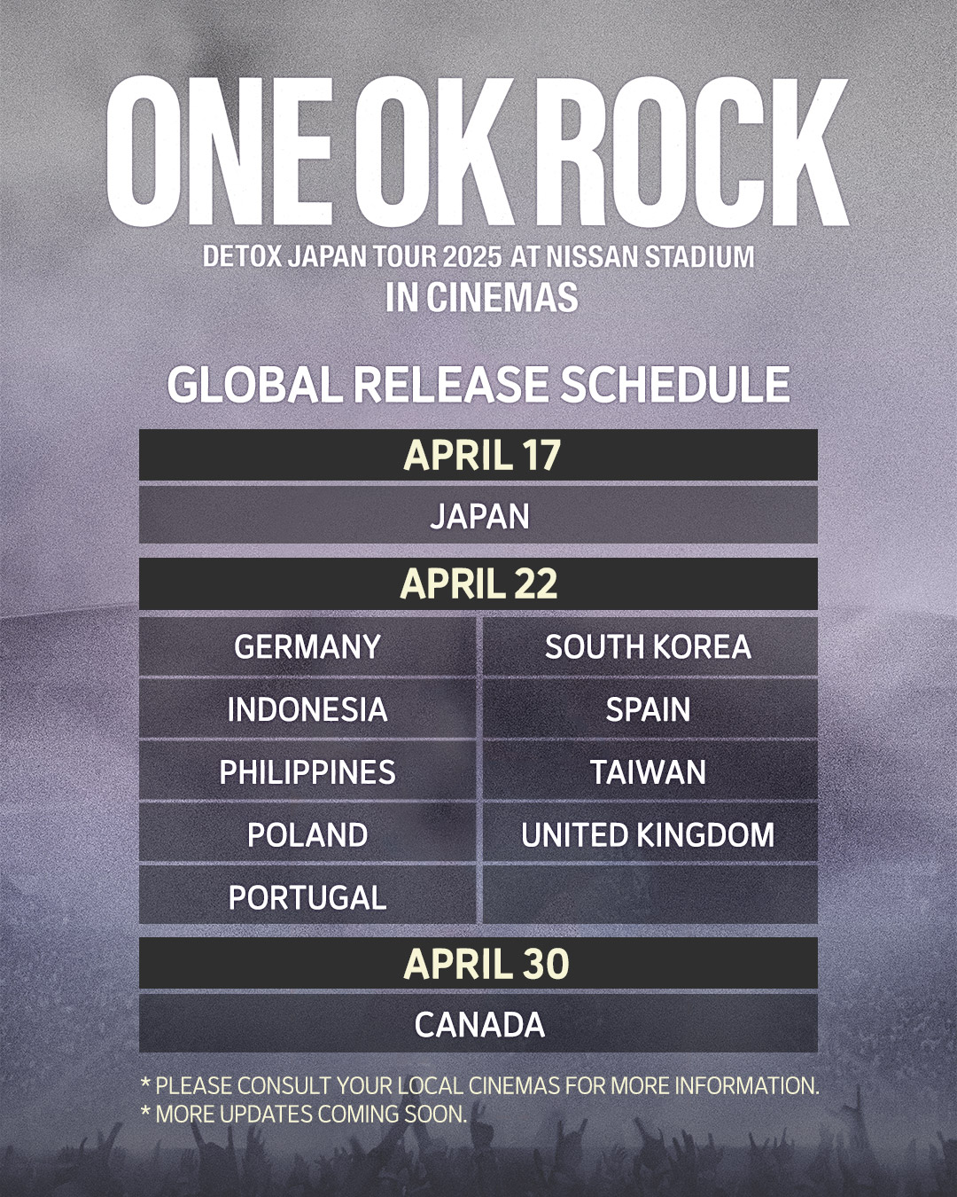 Movie：ONE OK ROCK DETOX JAPAN TOUR 2025 AT NISSAN STADIUM IN CINEMAS