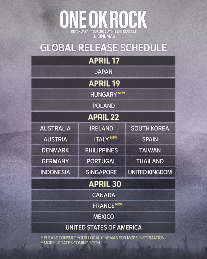 Movie：ONE OK ROCK DETOX JAPAN TOUR 2025 AT NISSAN STADIUM IN CINEMAS