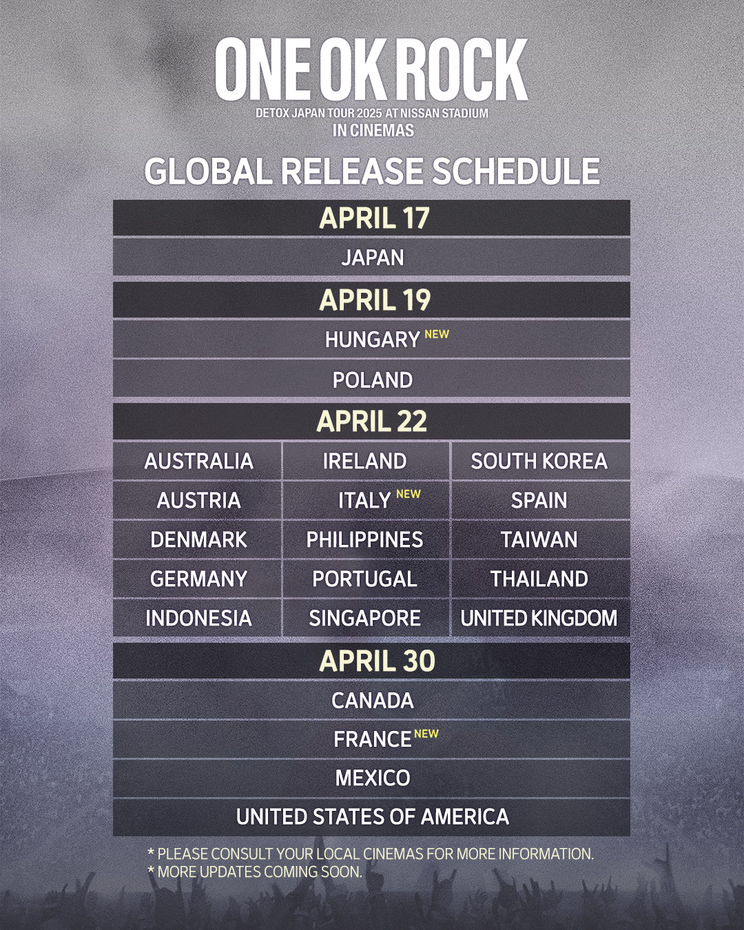 Movie：ONE OK ROCK DETOX JAPAN TOUR 2025 AT NISSAN STADIUM IN CINEMAS