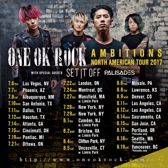 ONE OK ROCK AMBITIONS NORTH AMERICAN TOUR 2017